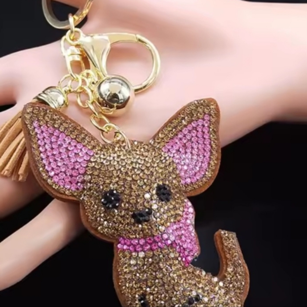 Chihuahua Rhinestone Keychain - Picture 4 of 4